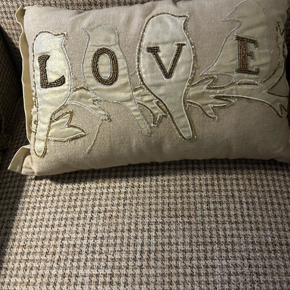 Beige Love Decorative Pillow